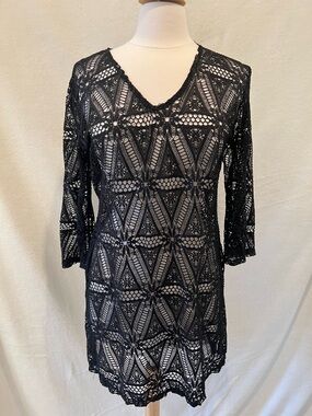 J. Valdi Lace Look Crochet Swim Cover Up/Tunic